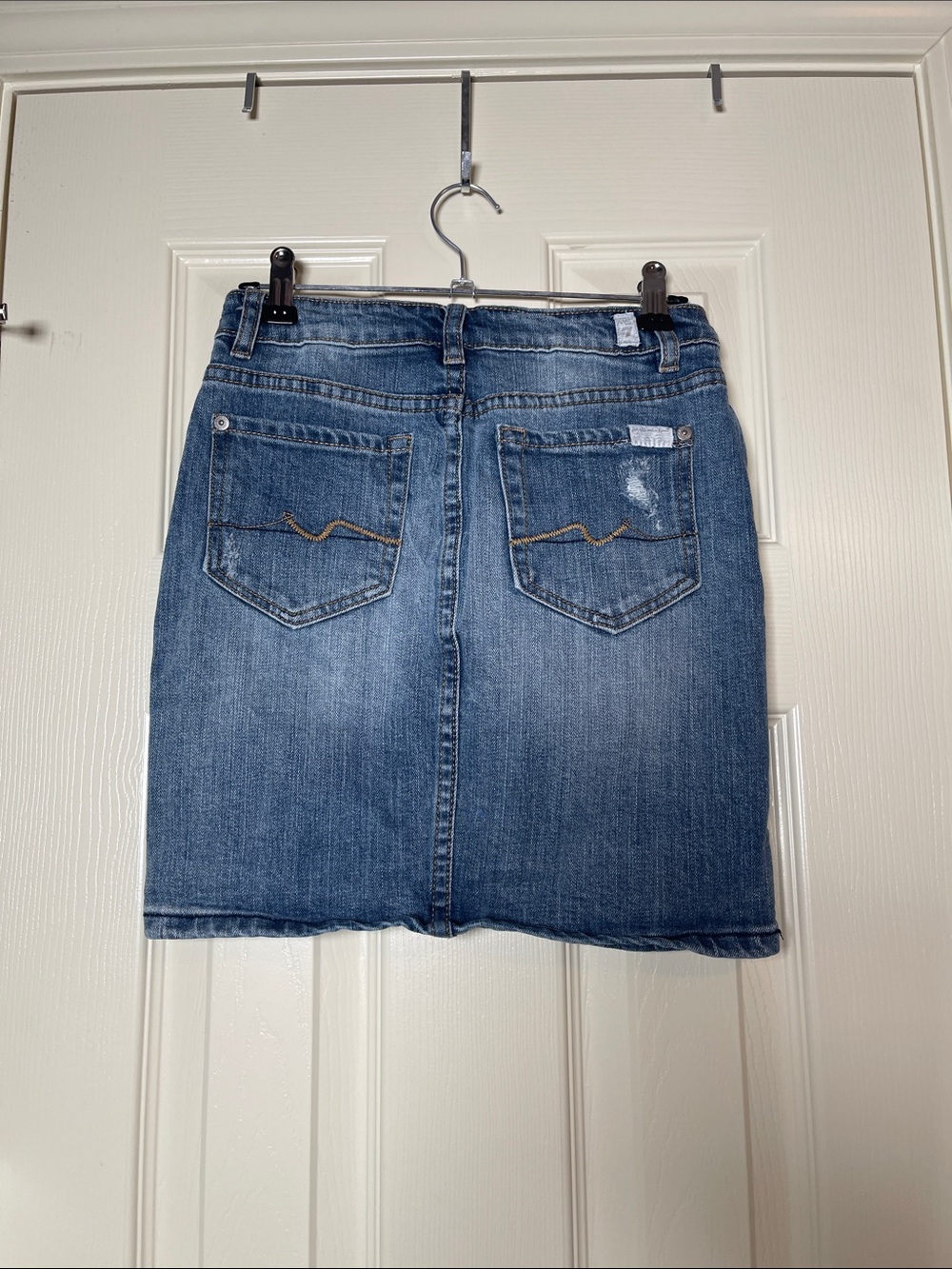 7 For All Mankind Medium Blue Denim Mini Skirt
